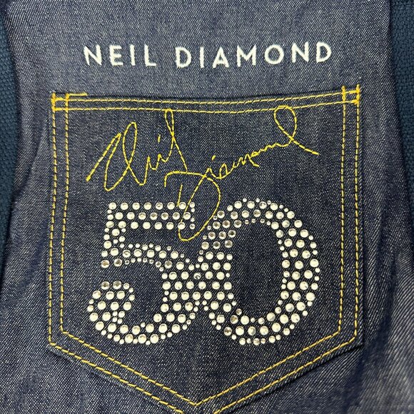 Neil Diamond 50th Anniversary Denim Tote Bag With Rhinestone Accents - Picture 1 of 4